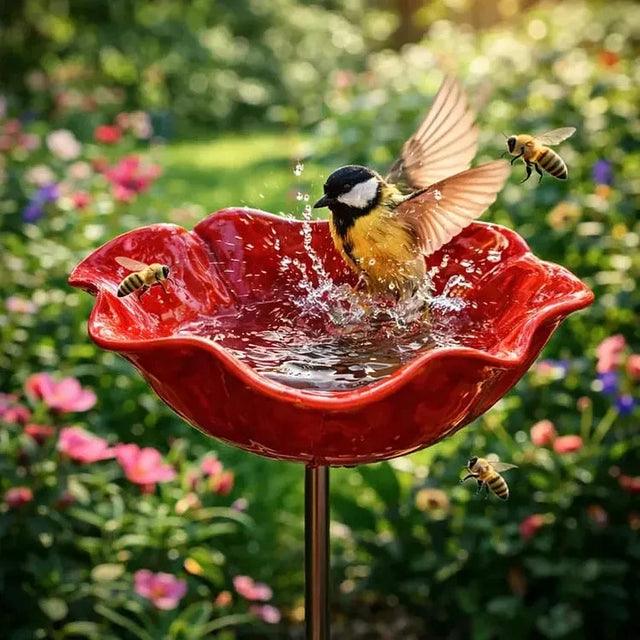 Tuinbloem |  Metalen Vogel en Bijenbad