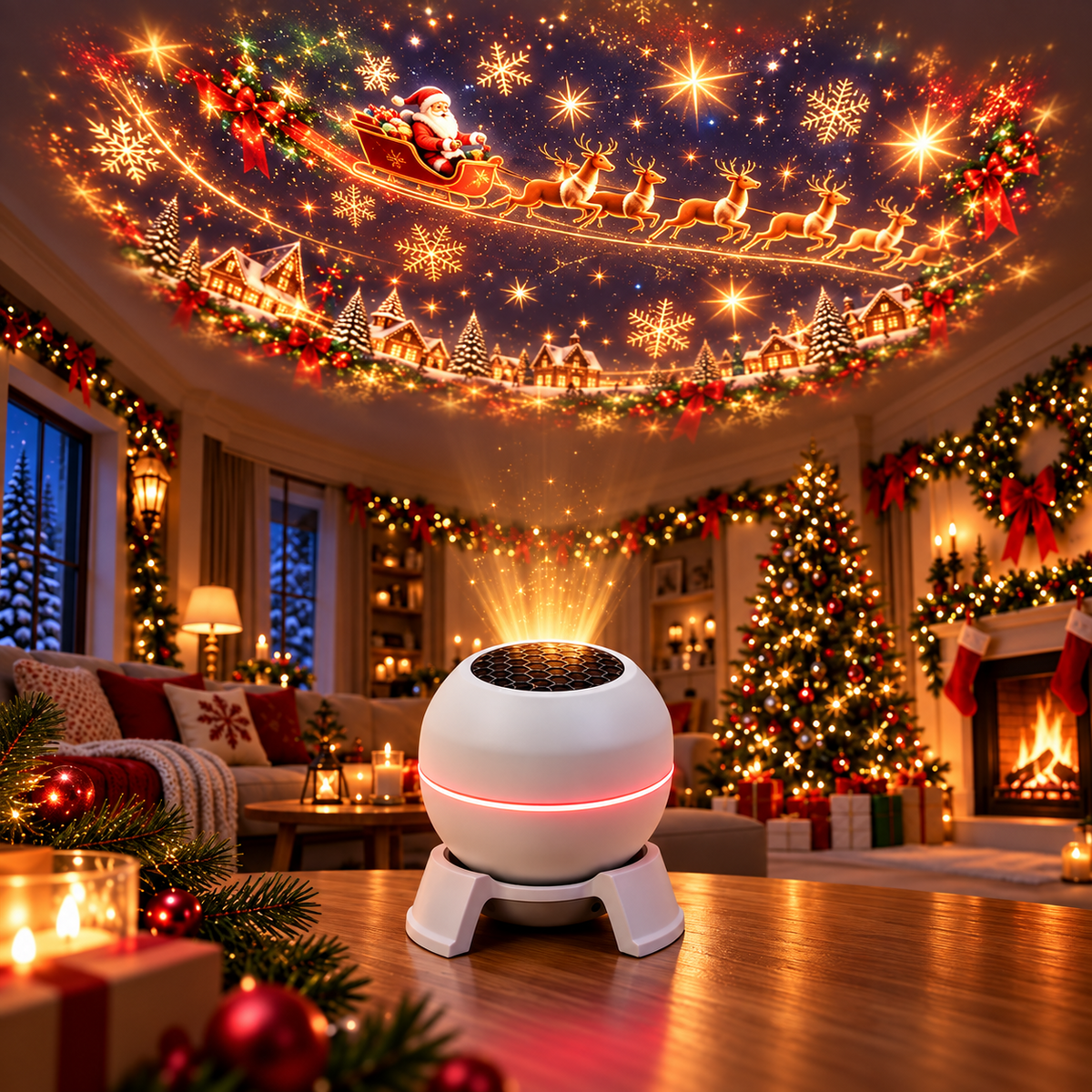 🔥🎄 Magical Christmas Projection Night Light – Transform Any Room Into A Holiday Wonderland