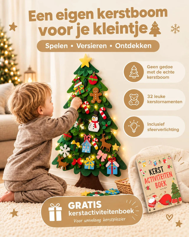 Vilten Kinderkerstboom | Zelf Versieren, Zonder Breekbare Ballen