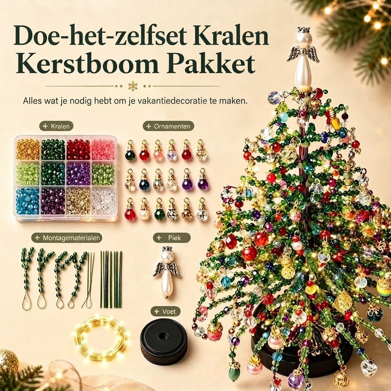 Luxe Kralen Kerstboom | Zelfmaakset met LED-verlichting